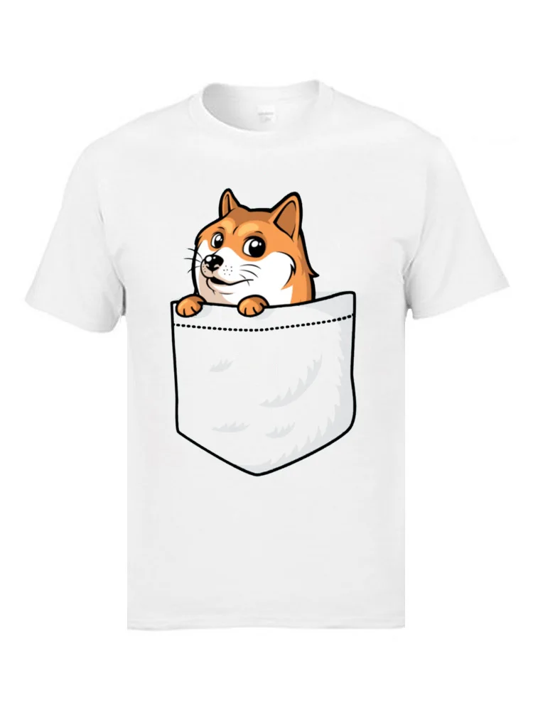 Doge Pocket Pocket Doge 16272 Tops Shirts 2018 Fashion O Neck T Shirts comfortable Short Sleeve Pure Cotton Men Top T-shirts Doge Pocket Pocket Doge 16272 white
