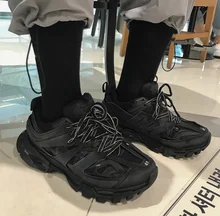 Fashion vintage Men chunky sneakers Hip Hop Casual Shoes Lace Up Thick Platform Flats Street Dancing Shoes tenis zapatos hombre