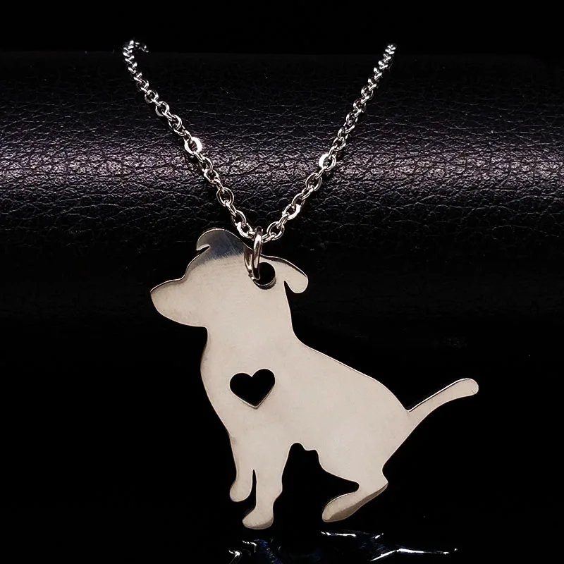 Handmade Memorial Dog Necklace Heart Pet Stainless Steel Animal Punk