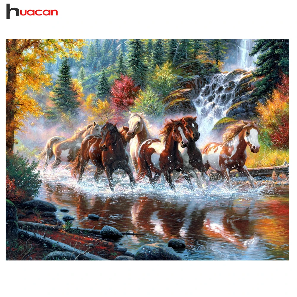 

DIY Diamond Painting Horse Needlework 5D Scenic Diamond Mosaic Full Square Diamond Embroidery Patterns Rhinestone Gift Decor