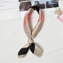 

50*50CM Fashion Silk Scarves For Women High quality Small Square Bandana 4 color stripe Neckerchief Professiont And Casual Scarf