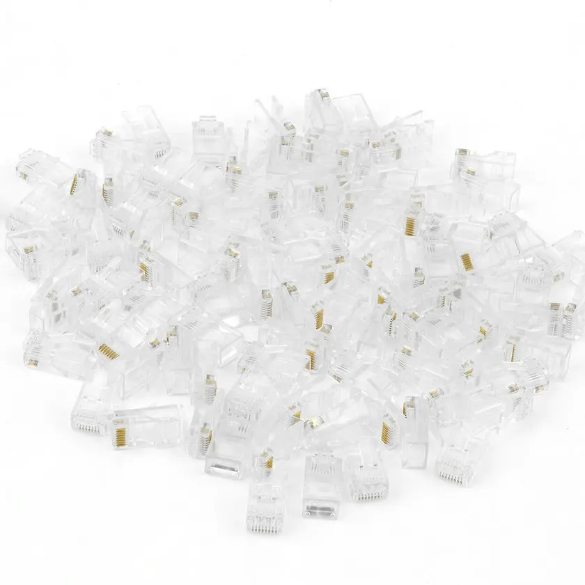 Абсолютно Новый 100 шт кристальная головка RJ45 CAT5 CAT5E модульный разъем позолоченный