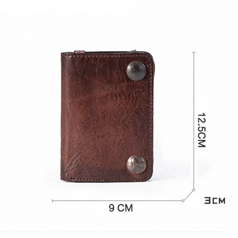 AETOO кожаный мужской короткий бумажник с верхним слоем растительного дубления, кожаный бумажник в стиле ретро с вертикальной секцией, кошелек на молнии для вождения