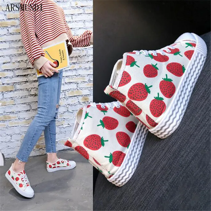 

ARSMUNDI 2019 Spring Summer High Top Canvas Shoes Solid Sneakers Comfortable Breathable Shoes Women Vulcanize Shoes M580