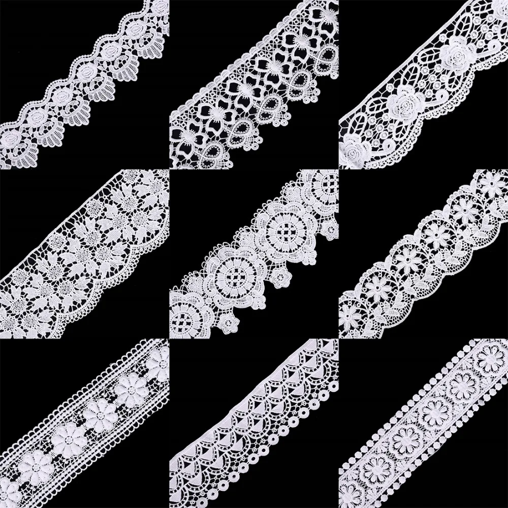 

Misaya 2Y Milk Silk Embroidered Lace Ribbon Sewing Applique Lace Trims Tape Wedding Party Decor Craft DIY Flower Lace Barcode