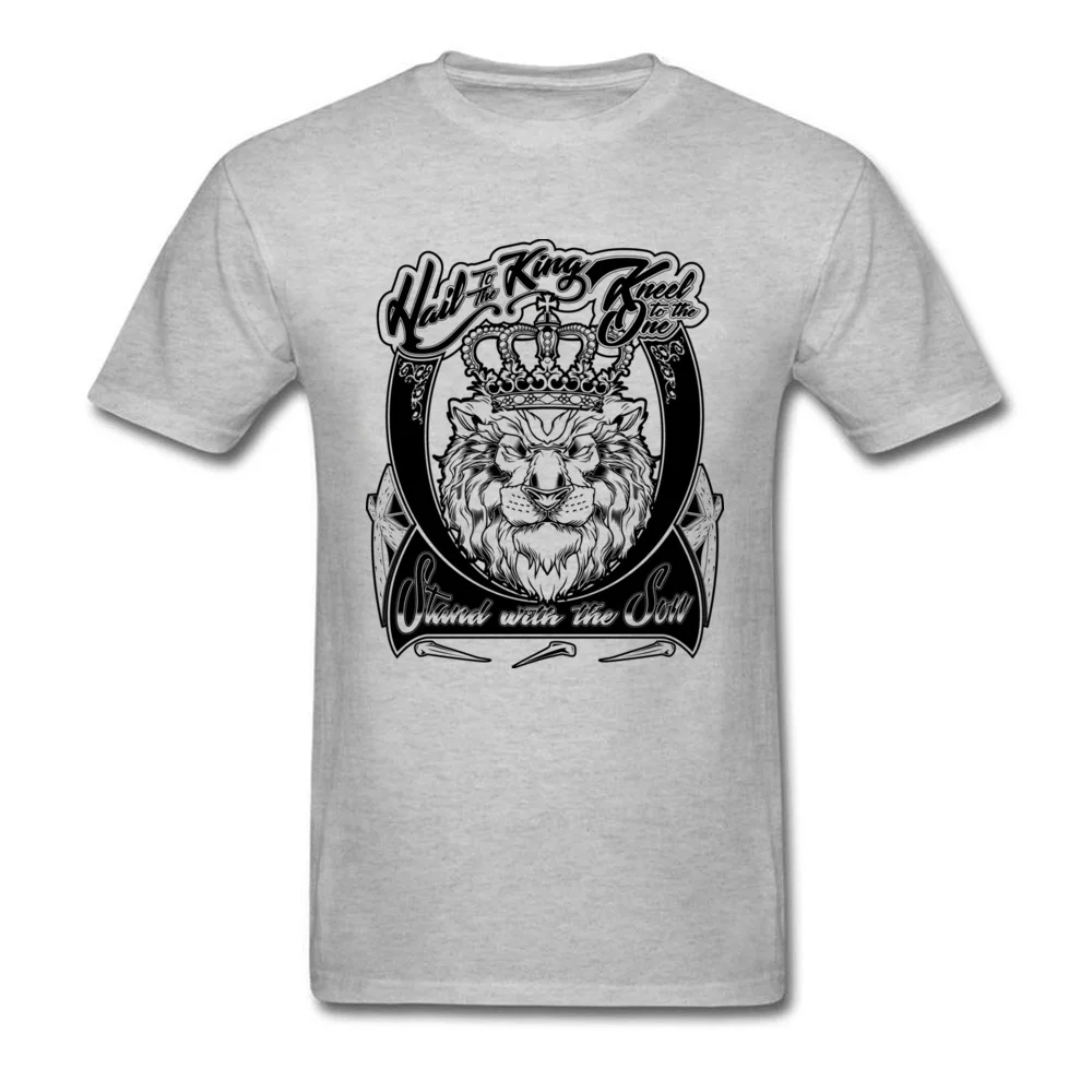 Men T-shirts Graphic Casual Tops Shirt Summer Fall Cotton Fabric O-Neck Short Sleeve Casual Hail to the King Clothing Shirt grey