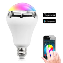 Интеллектуальная E27 лампа беспроводная Bluetooth динамик сабвуфер динамик s умный светодиодный Изменение цвета освещения лампа с регулируемой яркостью ПО IOS/Android APP