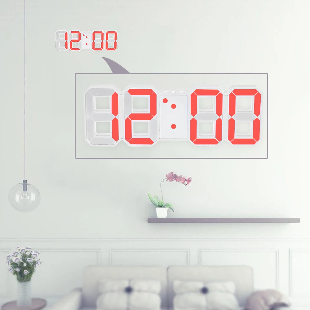 

Multifunctional Large LED Digital Wall Clock 12H/24H Time Display With Alarm and Snooze Function Adjustable Luminance Wall Clock