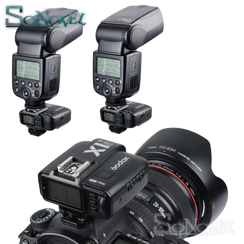 Фотография Godox X1C E TTL 2 4G с приемниками для Canon EOS 6D 7D 77D 800D 200D 5Ds TT685C V860C|wireless flash|godox