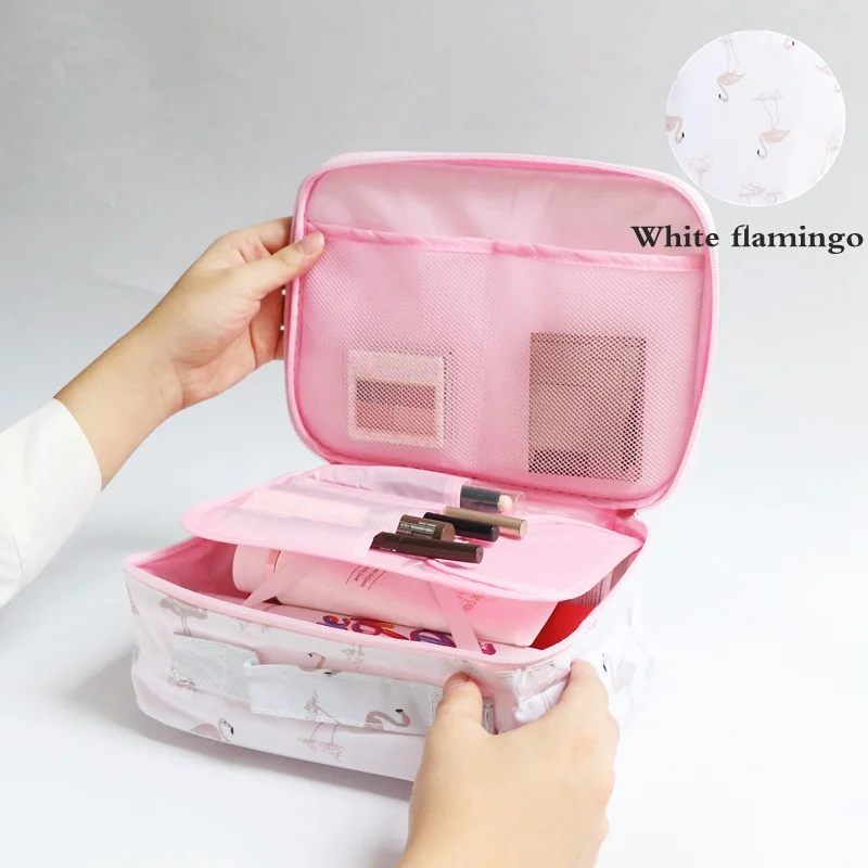 Дорожная косметичка для мытья, складной висячий чехол для туалетных принадлежностей, органайзер для мытья, сумка для хранения, сумка для багажа, аксессуары для путешествий - Цвет: B White Flamingo