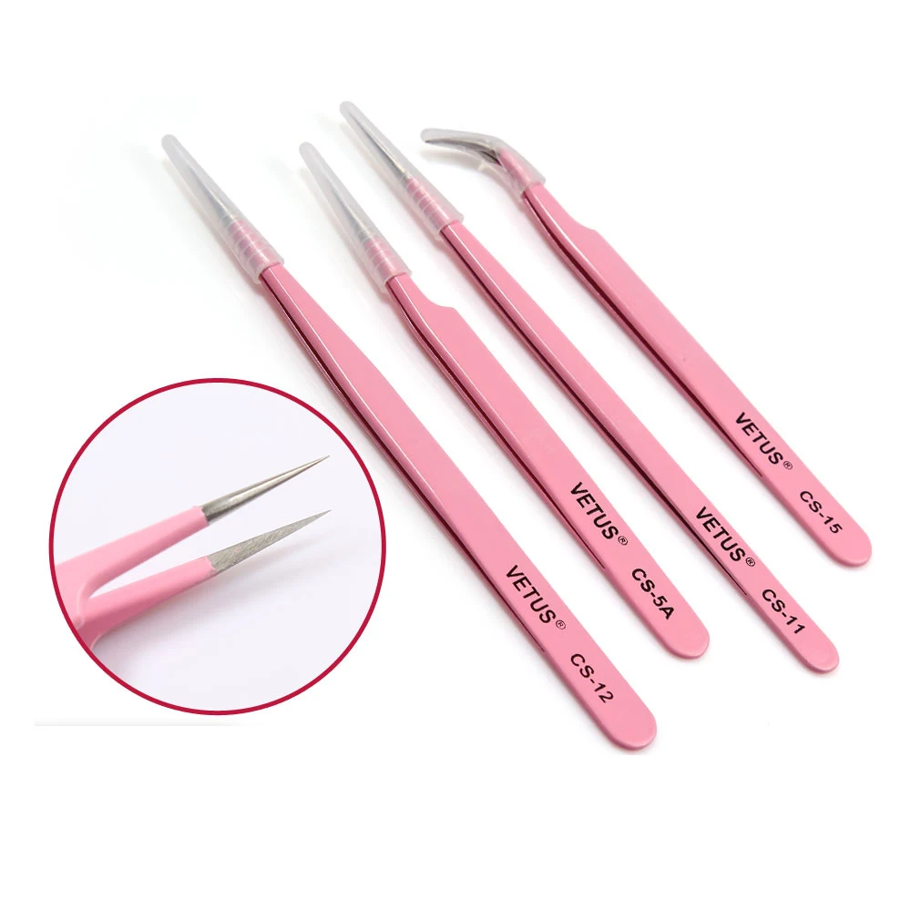

VETUS Stainless Steel Eyelash Extension Tweezers Tools Auxiliary Repair Hyperfine High Precision Anti Acid Eyebrow Tweezers