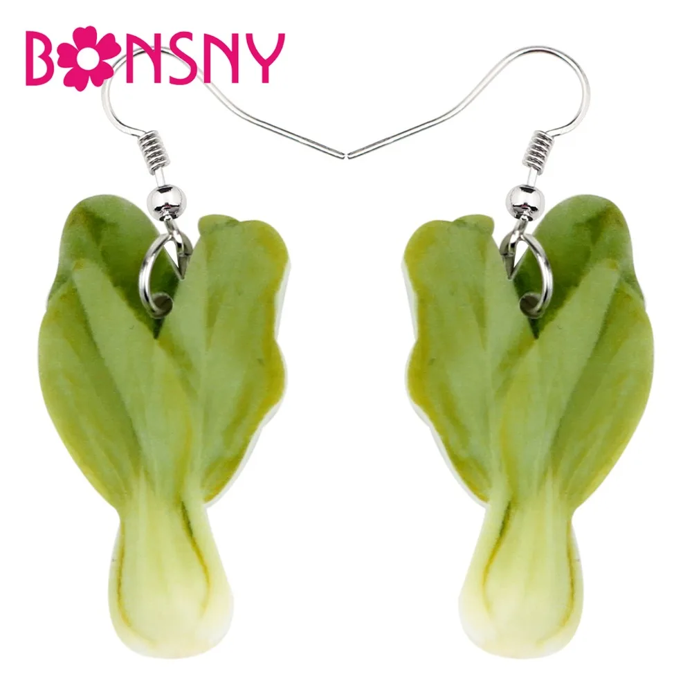 

Bonsny Acrylic Fresh Green Vegetables Earrings Big Long Dangle Drop Fashion Farm Crops Food Jewelry For Women Girls Teens Gift