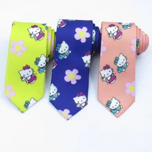 Мужской и wonmen милый котенок галстук сделай сам в Стиле школы личности Модный корейский узкий галстук Китти розовый цветок 6 см галстук