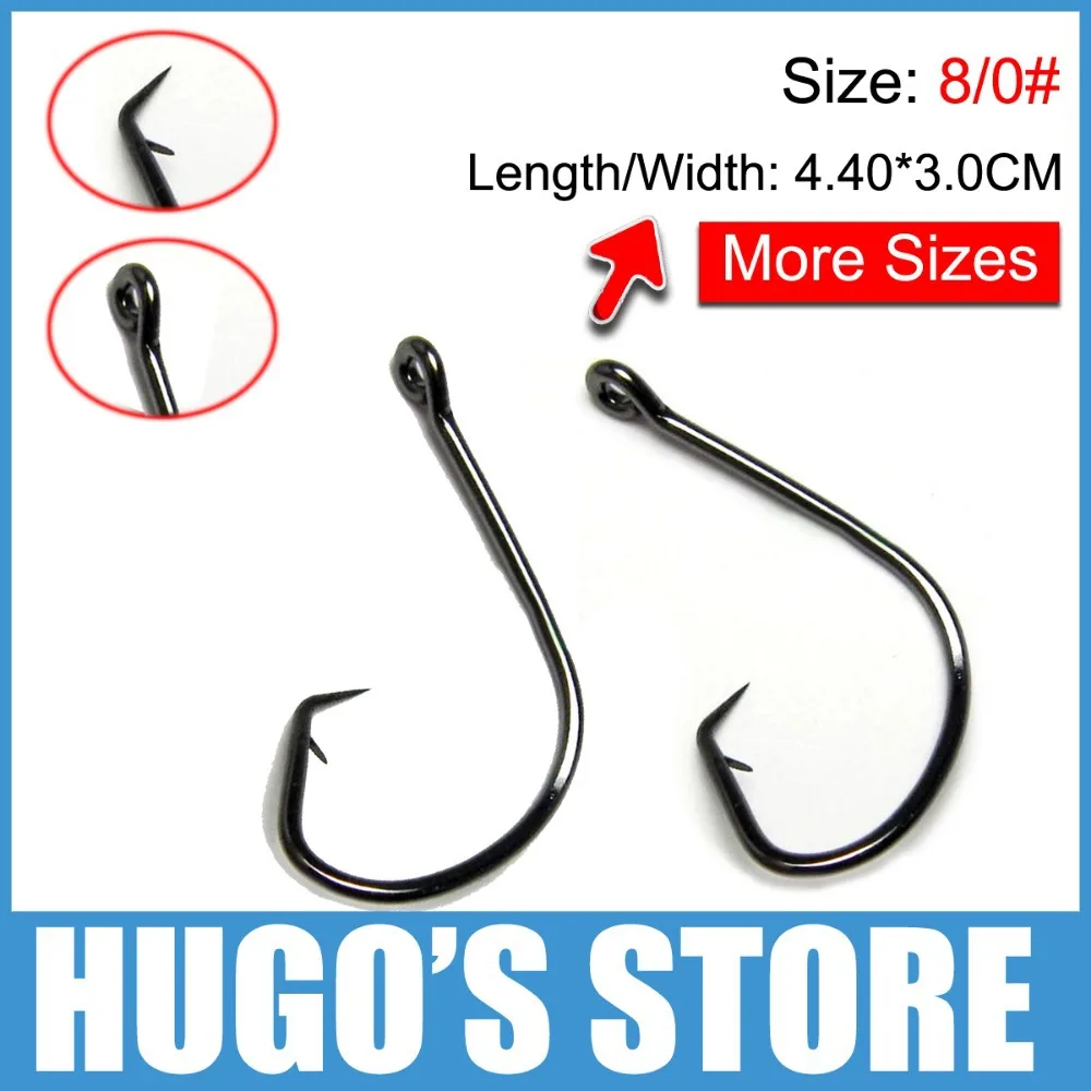 Size 8/0 * 100pcs Carbon Octopus Fishing Sport Circle Hooks Bend Tip