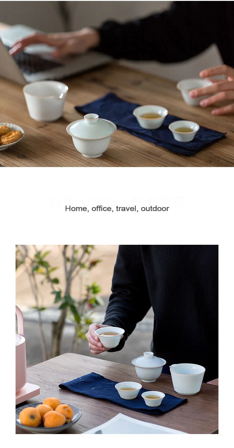 PINNY портативный дорожный чайный сервиз фарфор кунг-фу чайная посуда наборы 1 Gaiwan 3 чашки Керамическая переноска посуда для напитков Gaiwan для чая