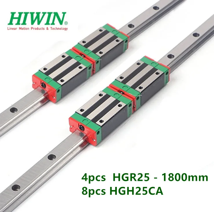 4 шт. HIWIN линейный рельс HGR25-1800 мм Руководство+ 8 шт. HGH25CA узкая каретка блок подшипники CNC часть