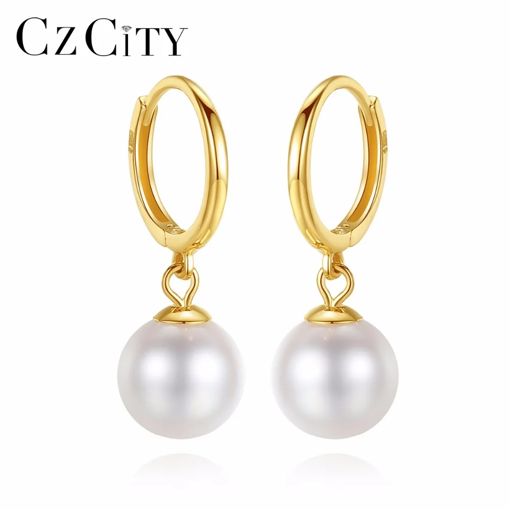 CZCITY 18K Yellow Gold Natural Round Pearl Hoop Earrings 6.5-7mm Freshwater Pearl High Quality 18K Yellow Gold Jewelry CZCITY 18K Yellow Gold Natural Round Pearl Hoop Earrings 6.5-7mm Freshwater Pearl High Quality 18K Yellow Gold Jewelry
