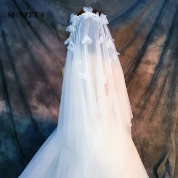 

1 Meters Vintage Handmade Flowers Veils for Bridal Two-Layer Ivory Wedding Veils with Beaded voile pour mariage SBV15