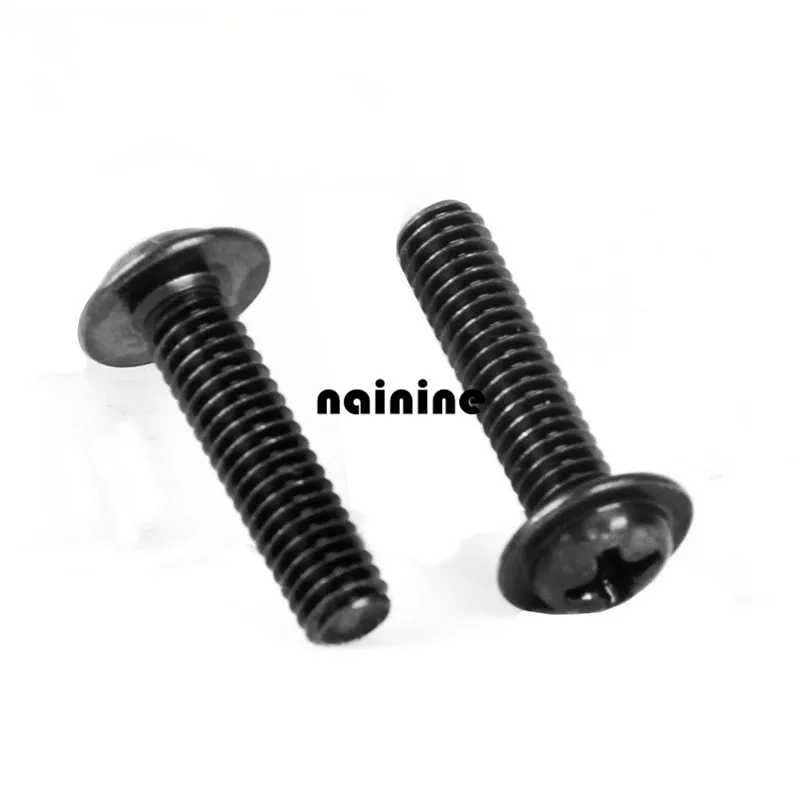 

100pcs M2*8 PWM Black Pan padded screws  referral screws computer screws with pad ss09023
