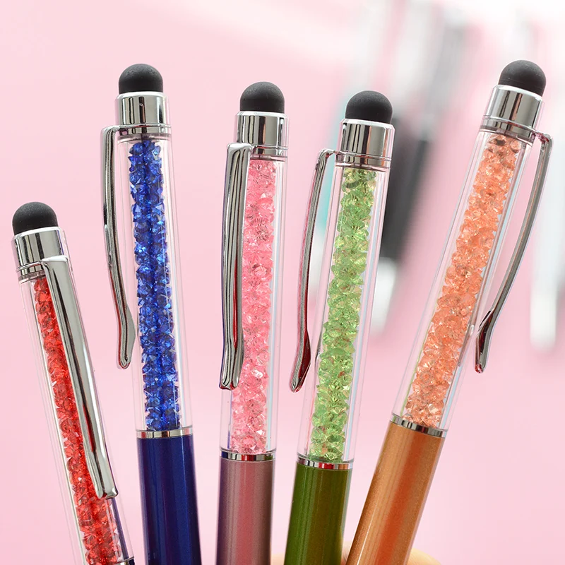 11 цветов Хрустальная шариковая ручка модные креативные стилусы Touch ручка для письма канцелярские ручка для офисов и школ Ballpen Цвет: черный