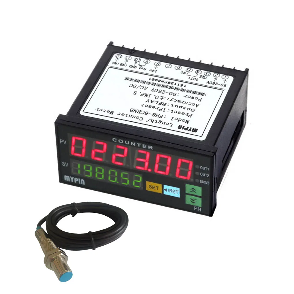 

MYPIN FH8-6CRNB 6 Digital Counter with Proximity Switch Sensor NPN Mini Electronic Length Batch Meter