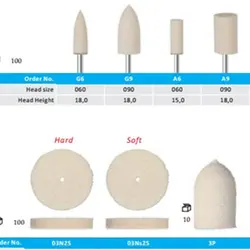 100 шт. стоматологические расходные материалы плотности Dental Laboratory белого Фетр Полировальные инструменты