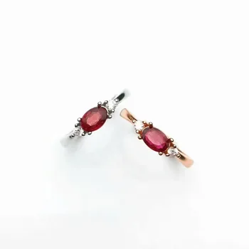 

shilovem 925 sterling silver real Natural ruby Rings fine Jewelry wedding new trendy anniversary open new 4*6mm cj0406091agh
