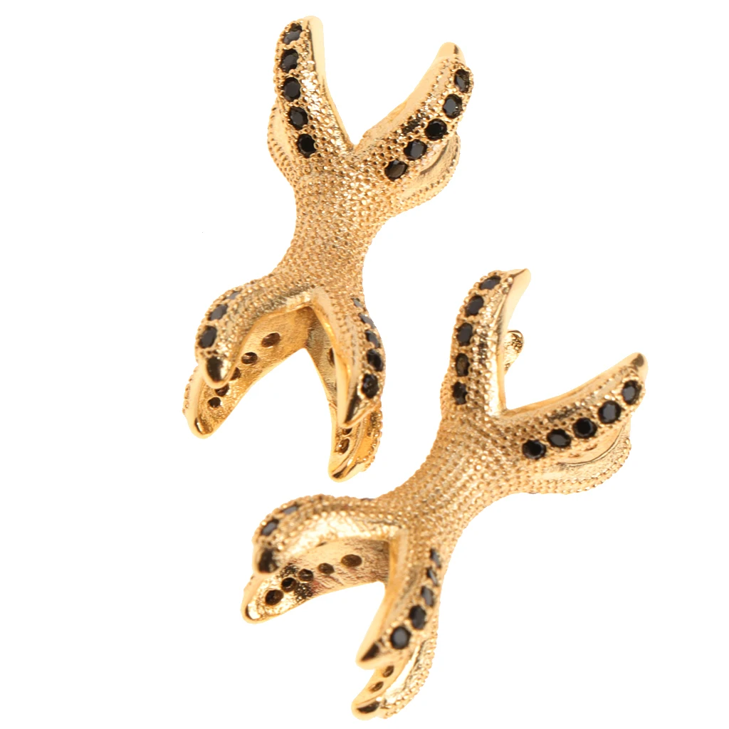2 Pieces Micro Rhinestone Eagle Claw Bracelet Connector Beads Animal 8 Paw Design Punk Mens DIY Jewelry