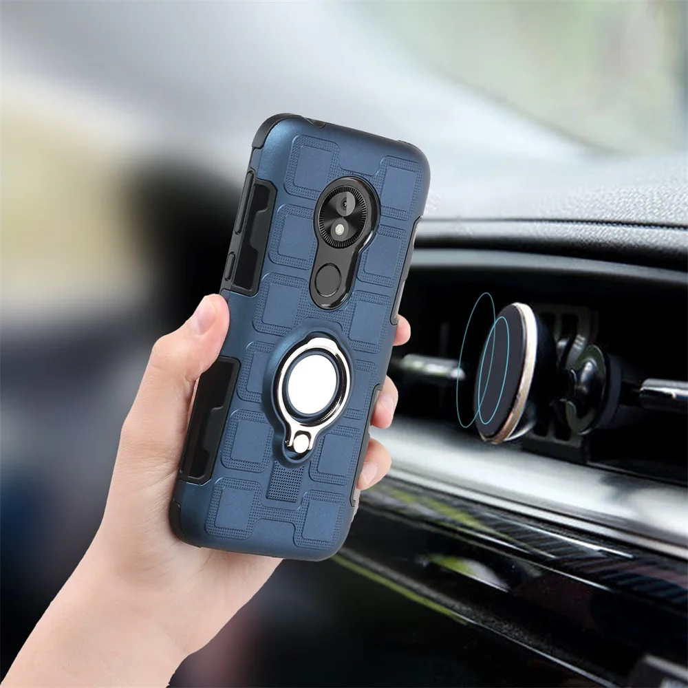

Shockproof Armor Phone Case For Motorola G5 E4 G4 C G5S G6 E5 E Plus Z3 Play Go Magnetic Ring Stand Holder Phone Full Cover Case