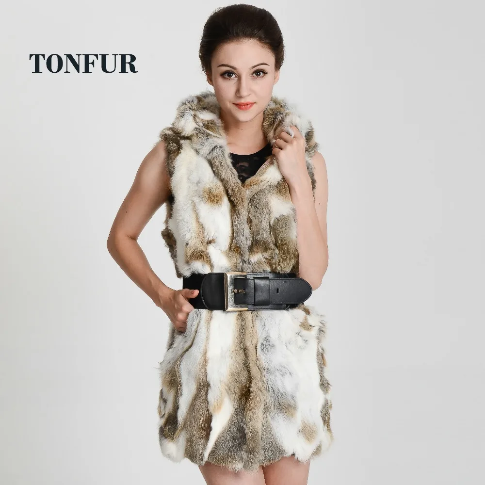 Real Rabbit Fur Vest Gilet Fur Coat Waistcoat Women's Hot Series Jacket Dress