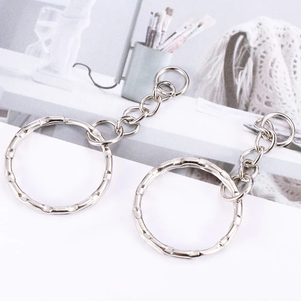 50Pcs Keyring Blanks 55mm Silver Tone Keychain Key Fob Split Rings 4