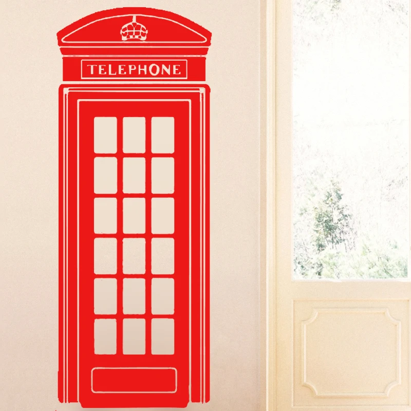 Billig D0018 LONDON TELEFONZELLE wandaufkleber retro uk telefon aufkleber vinyl Wand Stickrs für Wohnzimmer Dekoration