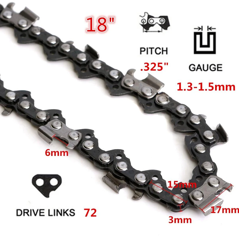 

10''-20'' 40-72 Drive Link 0.325 3/8 Pitch Chain for Chainsaw Saw Mill Parts