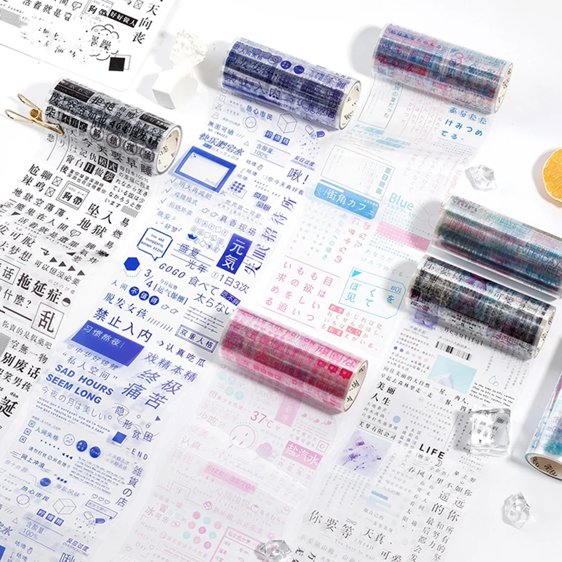 

Newspaper Journal Transparent PET washi tape DIY decorative scrapbooking masking tape adhesive label sticker tape Escolar JD043