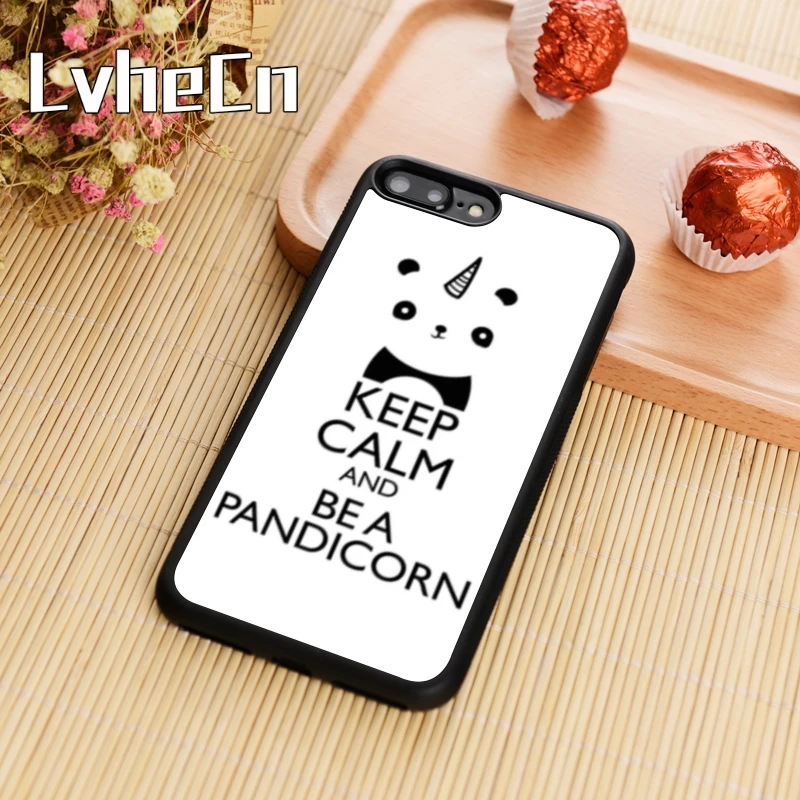 LvheCn Keep Calm And Be A Pandicorn Phone Case Cover For iPhone 4 5s 6 6s 7 8 plus 10 X Samsung Galaxy S5 S6 S7 edge S8 S9 note8 |