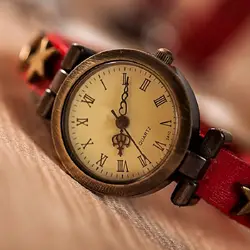 Новый кожаный браслет Для женщин звезды Бронзовый Винтаж наручные часы Ретро Punksteam Античная смотреть леди женщина Женева Смотреть