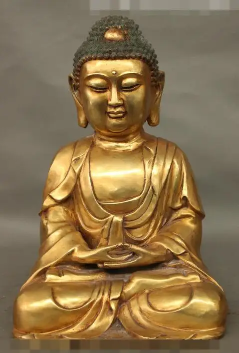 

song voge gem S6679 17 Tibet Copper Bronze Gilt Buddhism Amitayus Sakyamuni Shakyamuni Buddha Statue