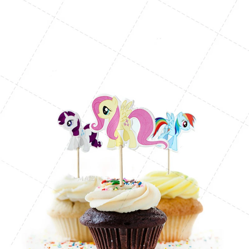 24 шт./партия, мультяшный морской конь, топпер для торта, украшение для торта на день рождения, детский подарок на день рождения, свадьбу