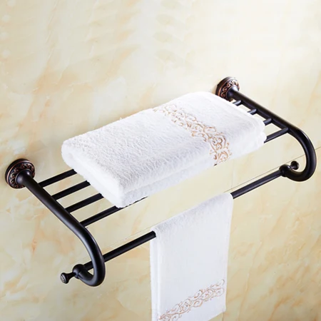 Черный Цвет латунь Материал Аксессуары для ванной комнаты - Цвет: Towel Shelf