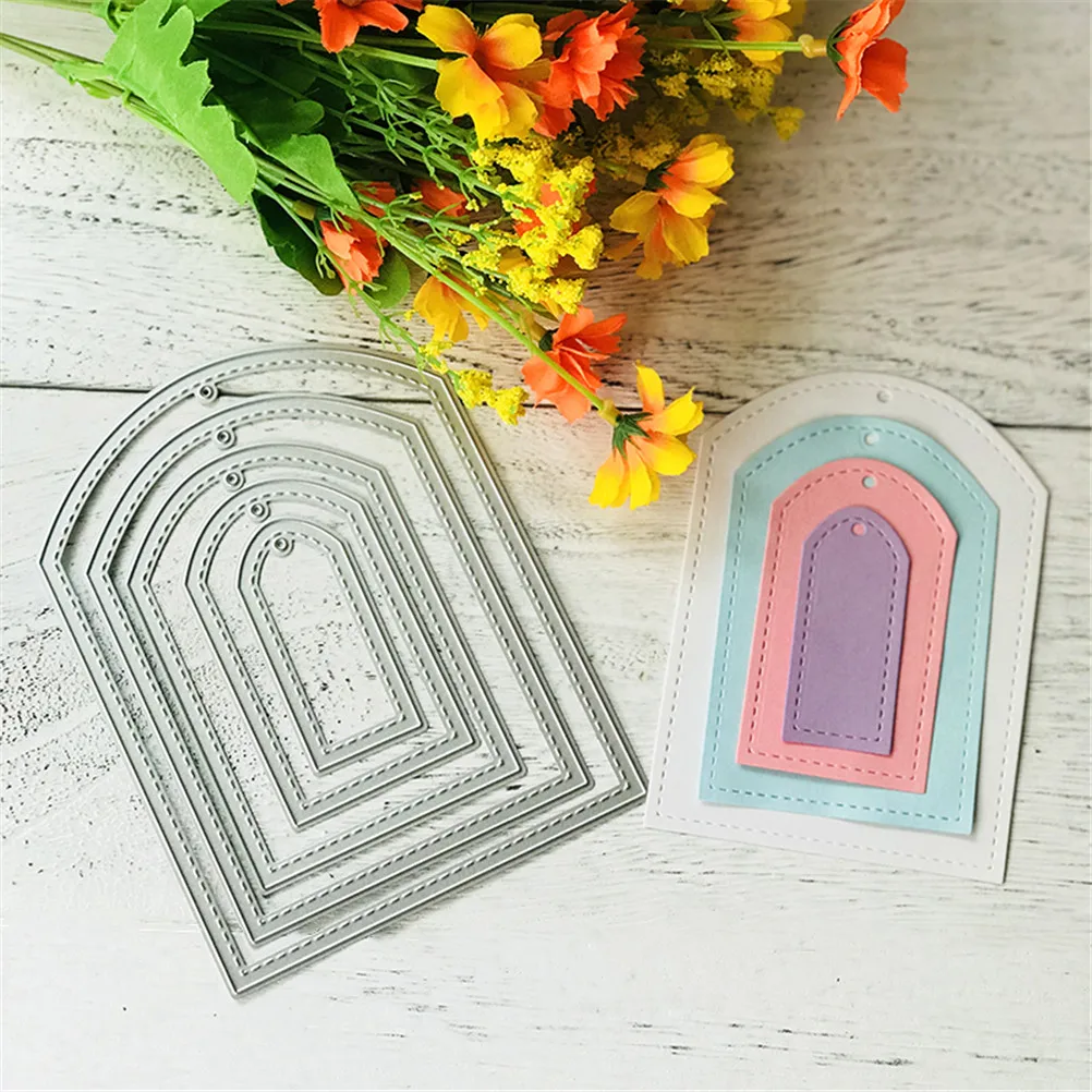 

5pcs/set Stitched Tag DIE SET for Cards Scrapbook Craft Dies Scrapbooking Die Carbon Steel Embossing Cutting Die