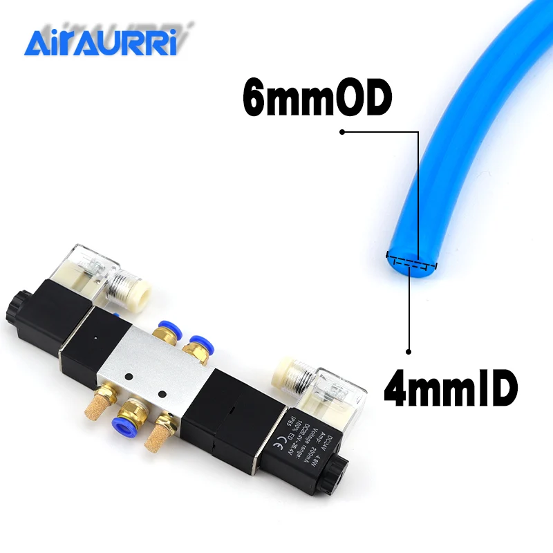 4V230-08 5 Way 3 позиции 1/" Пневматический электромагнитный клапан ValveDC12V DC24V AC110V AC220V - Цвет: 6mm fittings