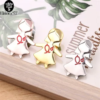 

10Pcs/lot Cute Nurse Brooch Pin Cartoon Nurse Character In Brooches White Angel Brooch Gold Rose color Gold Brooch Women Gift