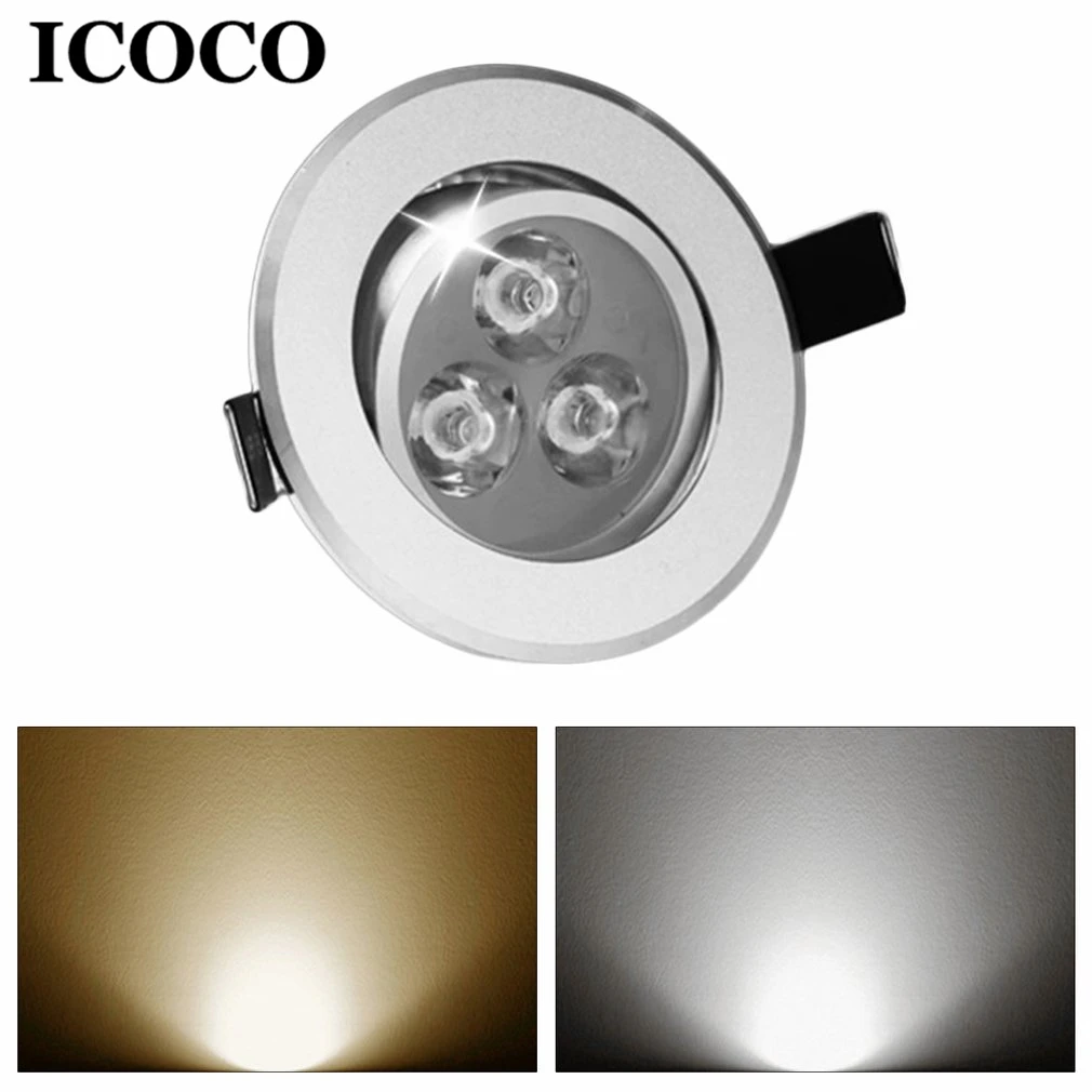 ICOCO 3 Вт/5 Вт Светодиодный светильник углубленный внутренний круглая Потолочная люстра фоновая стеновая витрина лампа подсветки белый/теплый белый