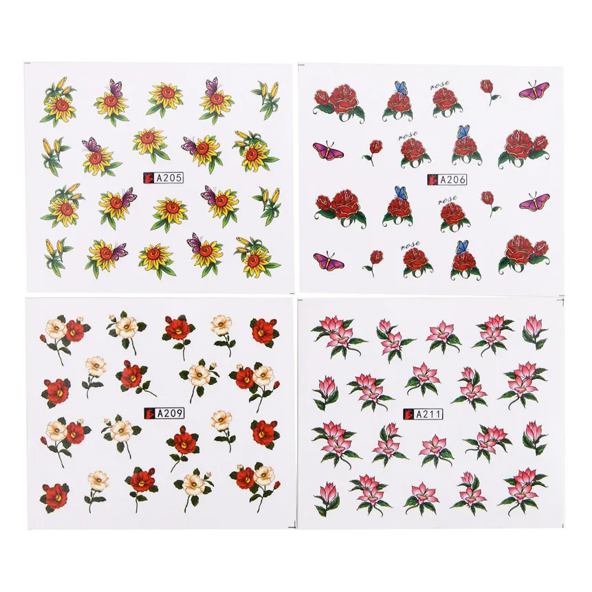 

50 PCS DIY Water Transfer Nails Art Sticker Colorful Mixed Flowers Nail Stickers Nail Art Tips Decals Manicure 80809