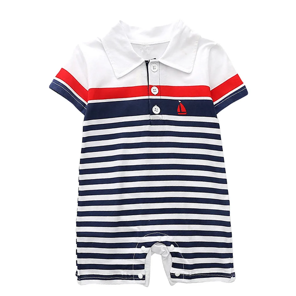 

Summer Outfits Newborn Striped Print Jumpsuit Rompers Infant Short Sleeve Baby Boys Girls Clothes New Arrivals roupas de bebe