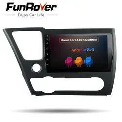 Funrover 9 "Android 8,0 2 Дин dvd Радио dvd плеер с JPS и навигацией стерео для Honda Civic EX/LX/DX ГБ + 32 canbus Мультимедиа usb FM BT