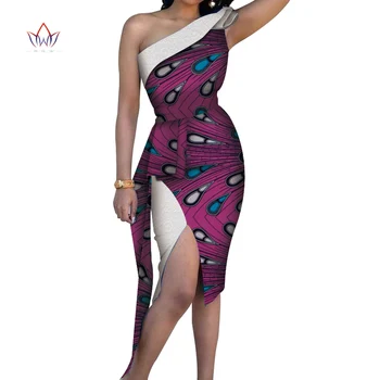 

Summer Africa Fashion Dress for Women Dresses Bazin Riche Wax Print Fabric Party Dresses Sexy Strapless Dress For Girls WY4163