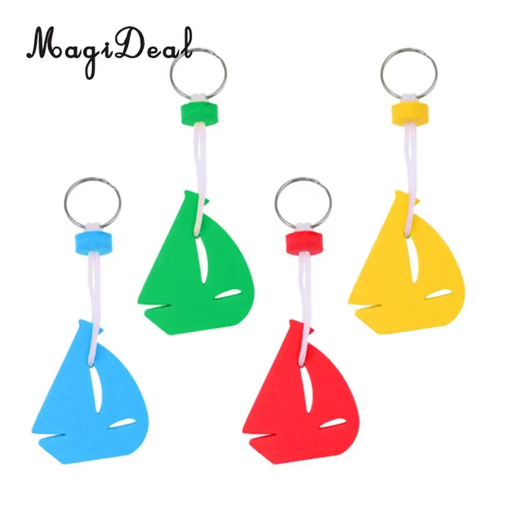 MagiDeal 4pcs Yachting Boating Canoe Drifting EVA Foam Floating Key Chain Key Ring- Sailing Boat