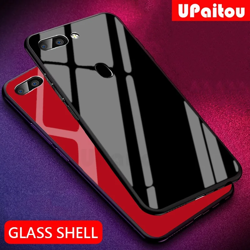 

UPaitou Luxury Tempered Glass Case for OPPO R11 S Plus Case TPU Bumper Shockproof Case For oppo r11s plus back cover