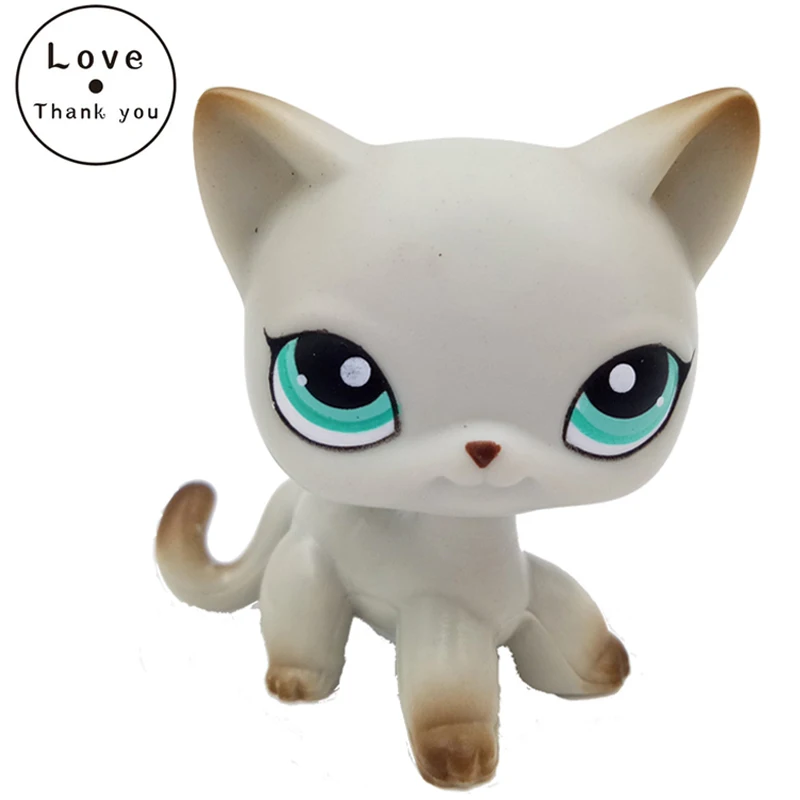 pet shop lps toys standing #391 rare Short Hair cat Egyptian Grey Blue Eyes old original animal collection kids gift toys